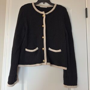 Abercrombie & Fitch Black and Cream Blazer with Gold Buttons